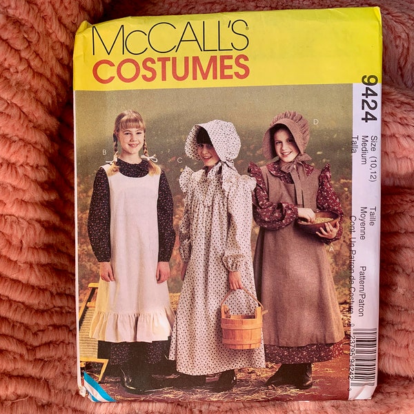 Kids', Children's Pioneer Costumes Pattern // McCall's 9424 > Sz 14 > colonial, prairie, American, 17th - 18th century, western