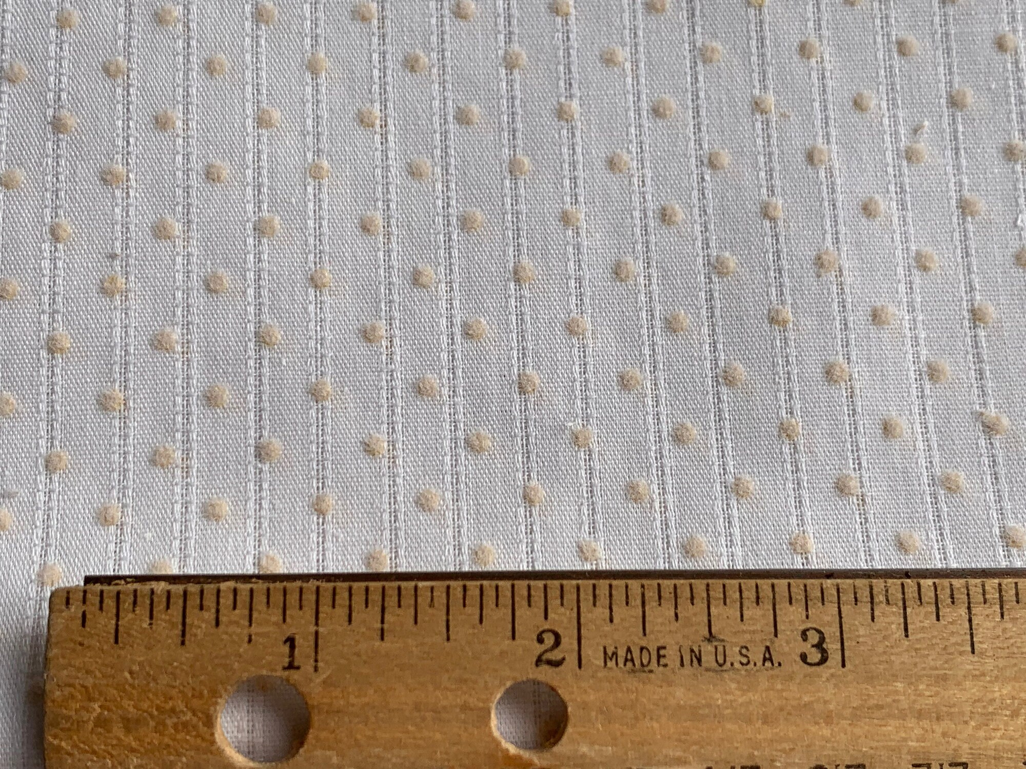 Vintage White Dotted Swiss & Leno Weave Stripe Fabric // 39x45