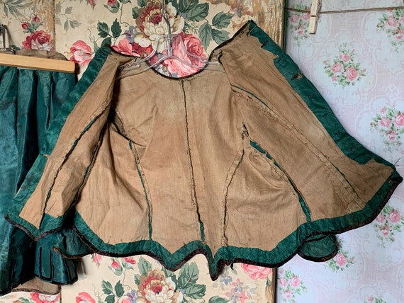 Antique Mid 1800s Green Silk Child's Dress // Vic… - image 8