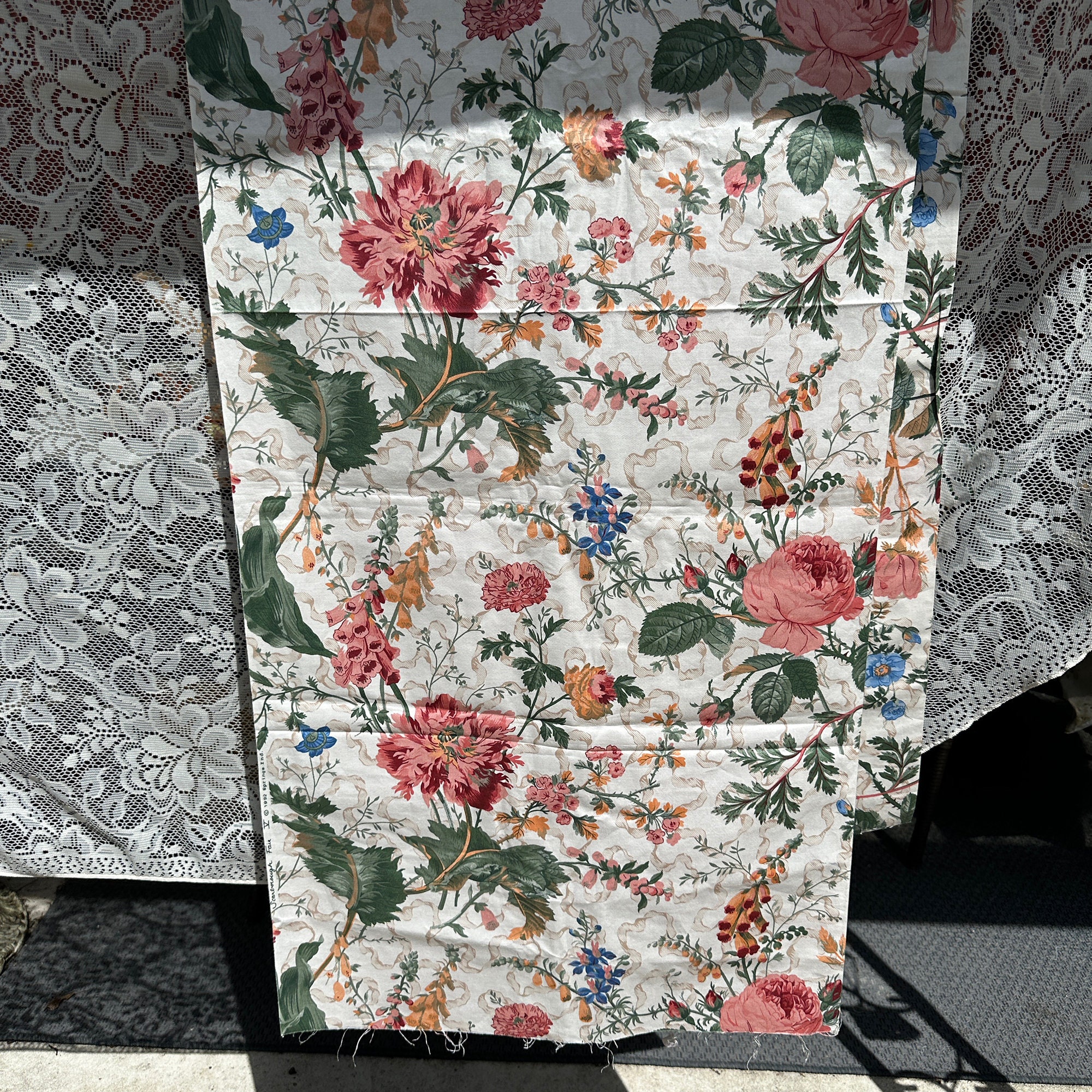 1990s Large Floral Print Polished Cotton Chintz Fabric // BTY
