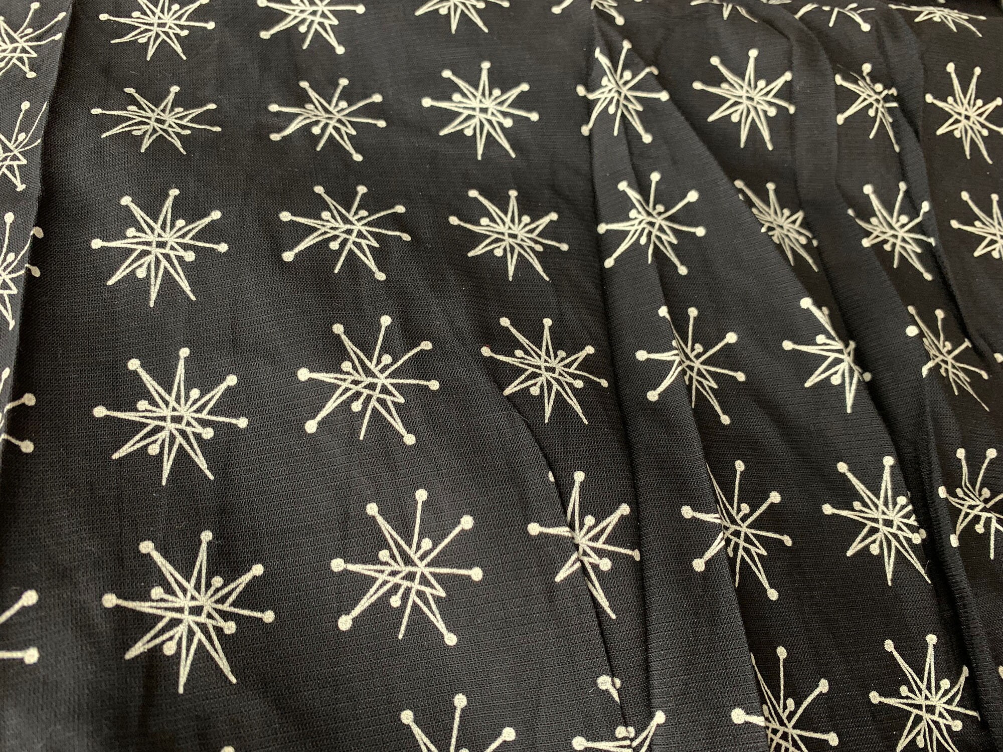 Vintage 1950s Black & White Atomic Print Rayon Dress Project or Fabric ...