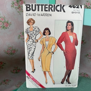 Vintage 1980s Sheath Dress Pattern by David Warren // Butterick 4621 &gt; size 8-10-12 &gt; shoulder pads, semi-fitted princess, pockets