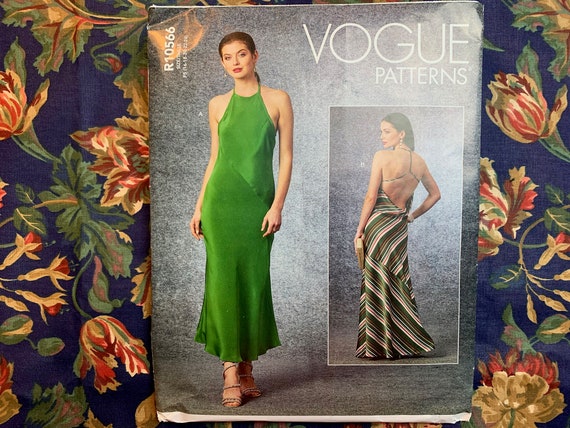 Vogue Special Occasion Dress Pattern // Vogue R10566 > Sizes 8-10-12-14-16  And/or 16-18-20-22-24 > Unused > Bias Cut Gown, Halter, Open Back - Etsy