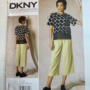 Vogue Top & Pants Pattern by American Designer Donna Karan // Vogue 1492 &gt; size 14-16-18-20-22 &gt; cropped pants, culottes &gt; Unused