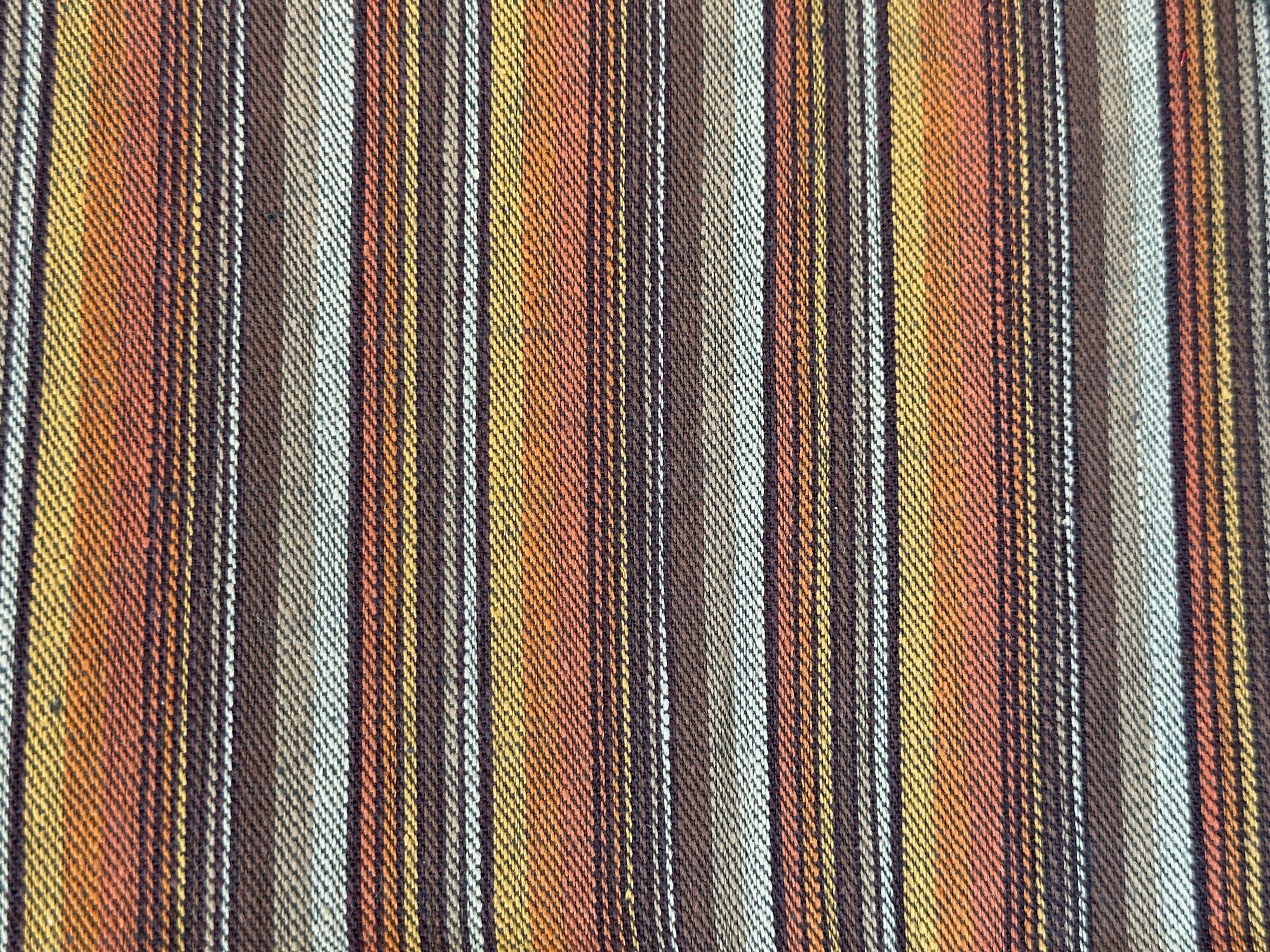 Vintage 1960s1970s Striped Cotton Denim Twill Fabric // Etsy