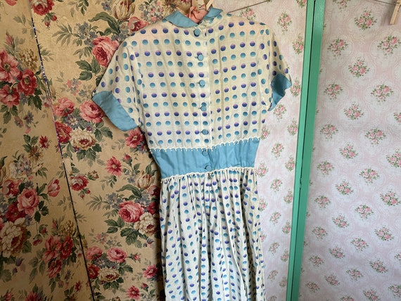 Vintage 1940s-1950s Ombre Polka Dot Cotton Dress … - image 7