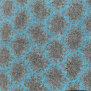 Antique Bright Blue on Black Cotton Fabric // 18x24" BTHY (6 avail)> Unused deadstock > tiny dotted picotage, teal overdyed, rare, early