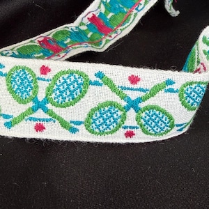 Ruban adhésif en coton pour raquettes de tennis vintage // 35,5 x 2,5 cm > bordure en ruban jacquard fantaisie