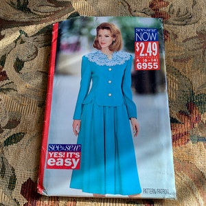 Misses&#39; Top and Skirt Pattern // Butterick See & Sew 6955 &gt; size A: 6-8-10-12-14 &gt; extended shoulders, fitted top, princess seams