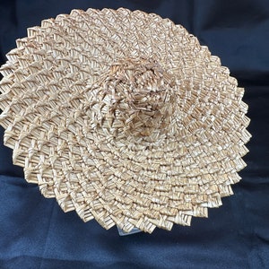 Vintage Woven Straw Doll Hat // 7.5 Diameter Patterned Weave, Super ...