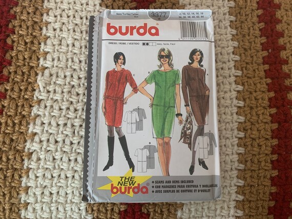 Dropped Waist Dress Pattern // Burda 3377 > sizes 10-12-14-16-18 > Unused