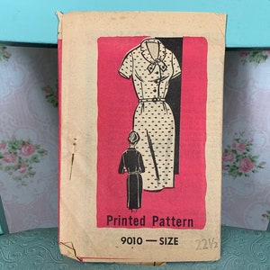 Vintage 1960s Shirtwaist Dress Pattern // Mail Order Pattern 9010 &gt; volup size 22 1/2 &gt; Unused &gt; tie & button front, belt
