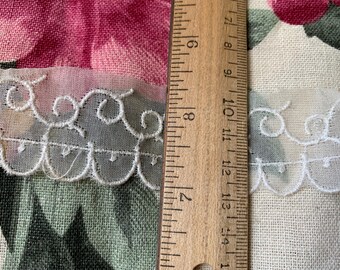 Vintage Group Lot of Sheer Embroidered Cotton Organdy Edging Trim