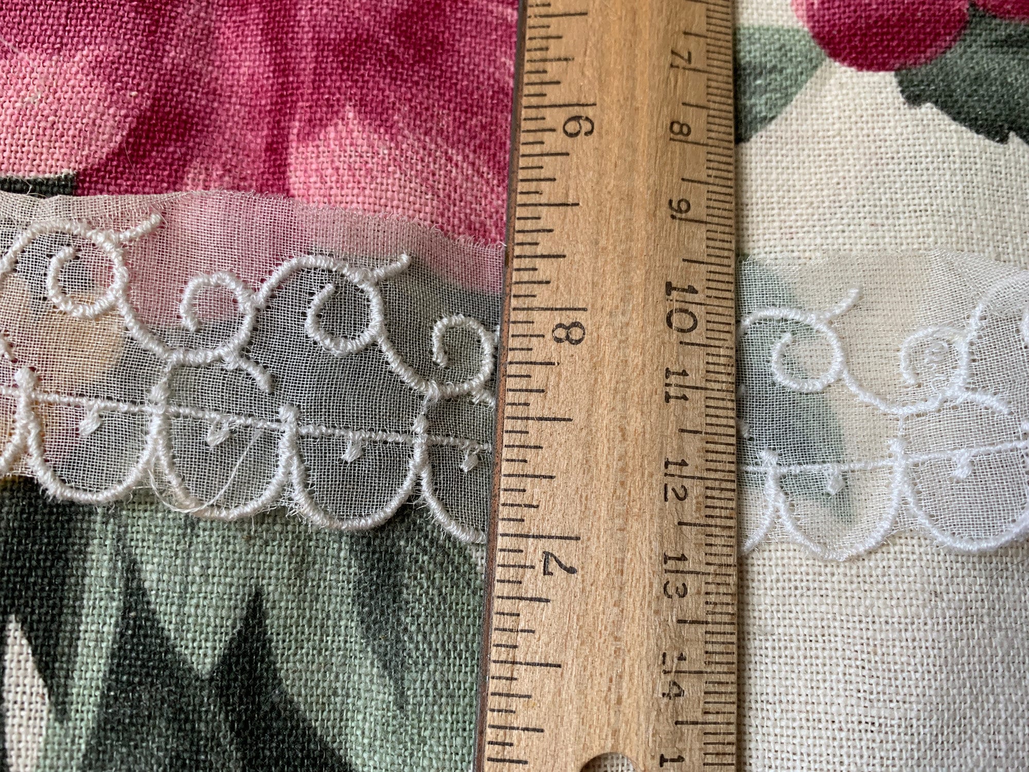 Vintage Group Lot of Sheer Embroidered Cotton Organdy Edging Trim