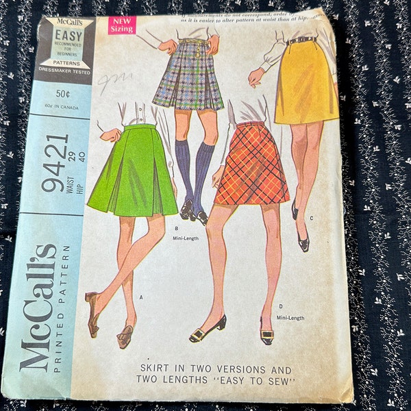 Vintage 1960s Misses' Skirt Set in Two Versions & Two Lengths Pattern // McCall's 9421 > 29" waist > optional inverted pleats, a-line