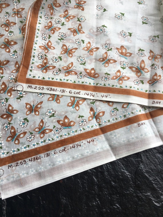 Buy Vintage Printed Handkerchief Fabric Brown Butterflies 28.5x43.5 6 Hankies to Be Cut Out and Finished Original Paper Tag Online in India Etsy
