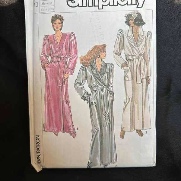 1980s Elegant Robe Pattern // Simplicity 7186 > sz 14-16 > Uncut > full gathered sleeves, boudoir dressing gown, housecoat, loungewear