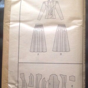 1980s Long Sleeve Blouse, Shirt & Gathered Skirt Pattern // Butterick 5237 > Sizes 6-8-10 > Unused > blazer, retro dress suit