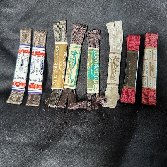 Cordones de zapatos de rayón antiguos de época // SELECCIÓN: de