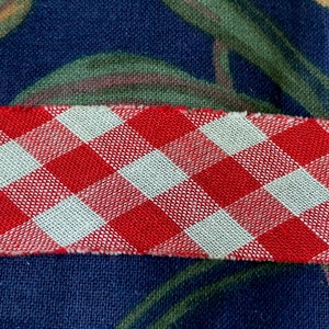 Vintage Red & White Cotton Gingham Bias Tape Trim // 72x1&quot; (7 available) &gt; ribbon, checked, picnic check