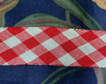 Vintage Red & White Cotton Gingham Bias Tape Trim // 72x1&quot; (7 available) &gt; ribbon, checked, picnic check