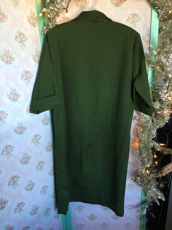 Vintage 1960s Avocado Green Shirtdress / 42" bust… - image 4