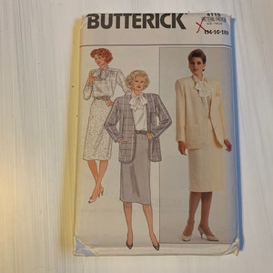Vintage 1980s Misses&#39; Jacket, Skirt & Blouse Pattern // Butterick 4115 &gt; size 14-16-18 &gt; Unused &gt; extended shoulders, shoulder pads, suit