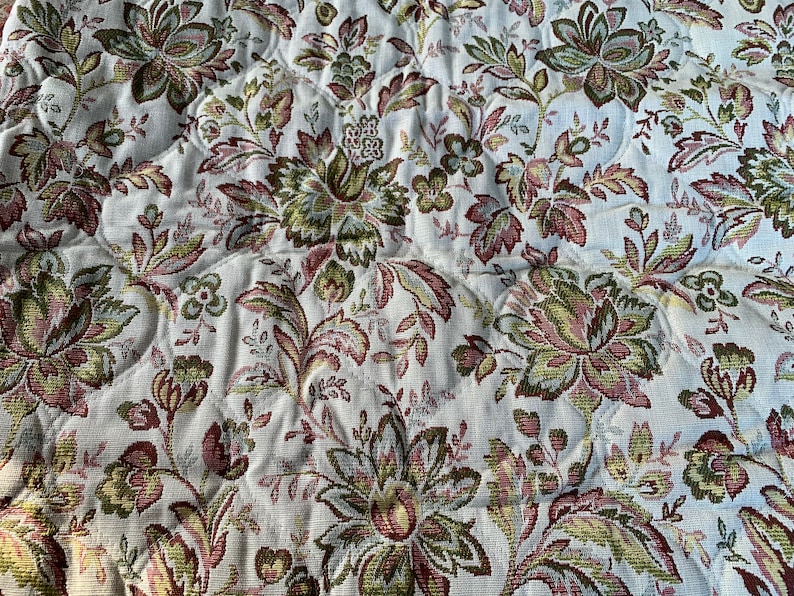 Vintage Quilted Jacquard Upholstery Fabric // 39x46 Etsy