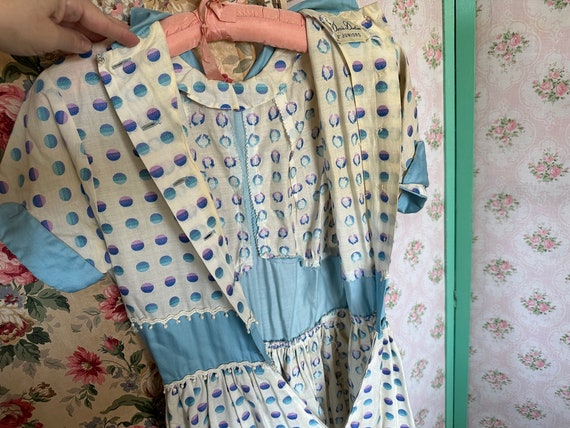 Vintage 1940s-1950s Ombre Polka Dot Cotton Dress … - image 10