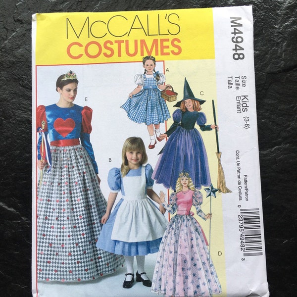 Child' Princess, Queen Costumes Pattern // McCall's 4948 > kids size 3-4-5-6-8 > Alice in Wonderland, Dorothy, witch