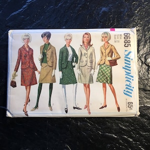 Vintage 60er Jahre Rock Jacken Anzug Muster // Simplicity 6685 &gt; plus Size 18 &gt; XL &gt; Unbenutzt &gt; 1966