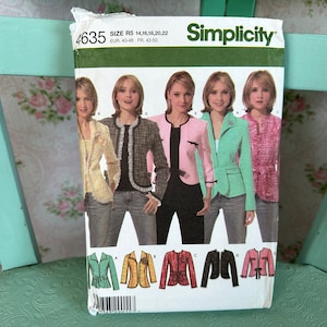 Misses Lined Jacket in 2 Lengths Pattern // Simplicity 4635 &gt; Sz 14-16-18-20-22, petit-able &gt; Unused &gt; blazer, wool, corduroy, denim, fringe