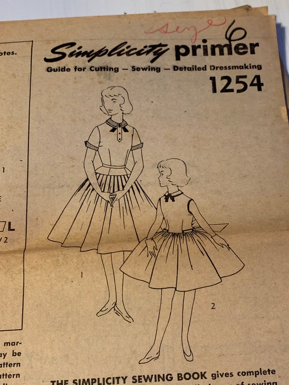 Vintage 1950s Girl's Long Bodice Dress Pattern // Simplicity 1254 > Size 6  > Full Circle Skirt, Fit & Flare > Unused, No Envelope - Etsy
