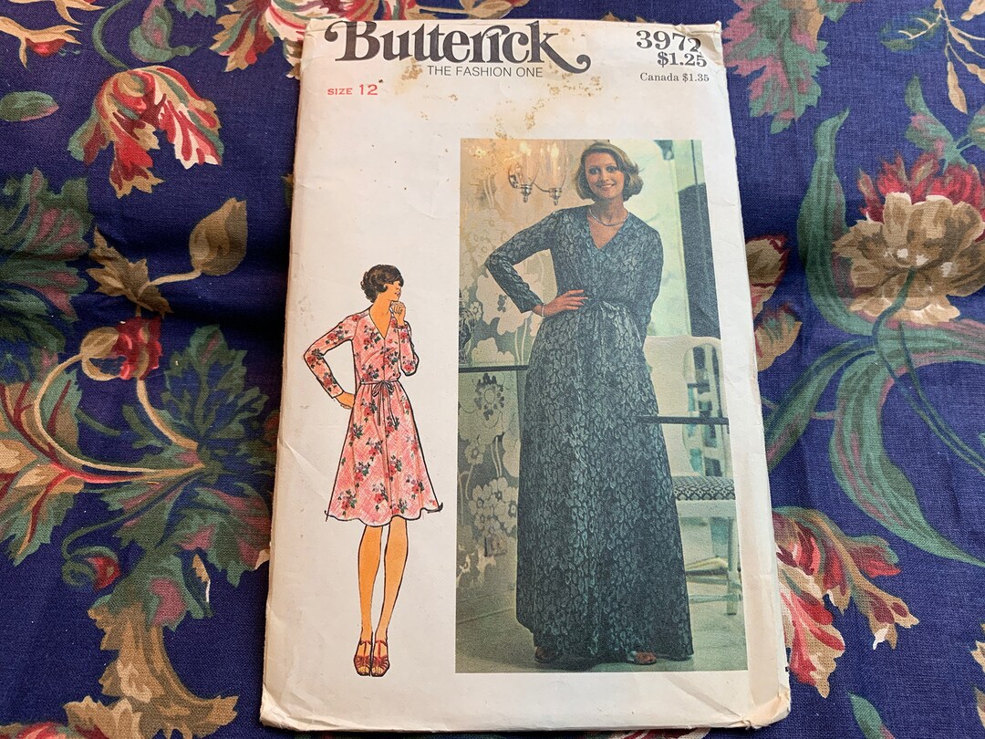 Vintage 1970s Misses' Dress Pattern // Butterick 3972 > Size 12 > Loose ...