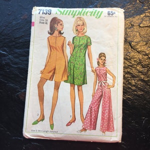 Vintage 1960s Pantdress in Three Lengths Pattern // Simplicity 7139 &gt; Size 10 OR 12 &gt; shorts, pants, mini, jumpsuit, one piece