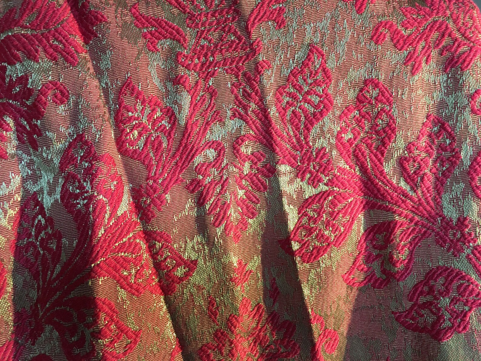 Vintage Damask Fabric Curtain Panel // 20.5x94x50 - Etsy UK