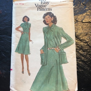 Vintage Half Size Dress and Jacket Pattern // Very Easy Vogue 9119 &gt; size 16 1/2 &gt; semi-fitted, flared dress, loose cardigan jacket &gt; Unused