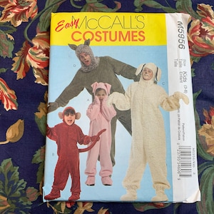 Kids Furry Fuzzy Animal Costumes // McCall&#39;s 5956 &gt; Child Sizes 3-4-5-6-7-8 boy-girl &gt; Unused &gt; loose-fitting jumpsuit, hood, tail, mittens