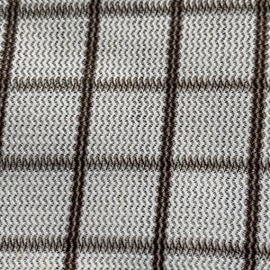 Vintage Polyester Knit Fabric // 72x54&quot; &gt; brown & white windowpane grid, thin, lightweight