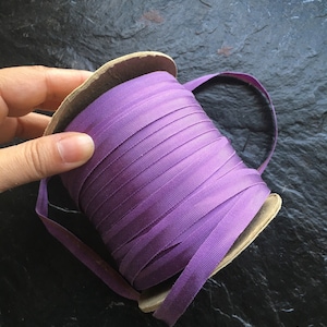 Vintage Purple Ribbon Trim- Thermco Spool // 3/8&quot; wide BTY &gt; NOS deadstock, unused &gt; Lawrence Schiff Silk Mills, NYC