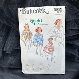 Vintage 1970s Misses&#39; Shirt Pattern // Butterick 5859 &gt; Size 12 &gt; semi-fitted, button down, collar, pockets, buttoned cuffs