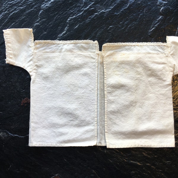 Antique Vintage Child's Bodice // 1800s, Victorian > all hand sewn > cotton & tiny lace > early, wide neckline, tiny sleeves