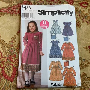 Mönster för barnklänning och väska // Simplicity 5483 > Storlekar 3-4-5-6-7-8 > Oanvänd > 6 Made Easy