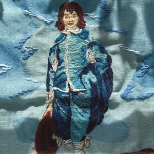 Vintage 1970s Little Boy Blue Crewel Embroidery Panel // 15.5x16.5" > Paragon needlework, expertly finished > Gainsborough
