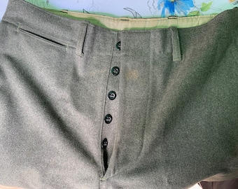 Vintage Pants, 1940s Pants, HBT Work Pants, Detroit Overall Mfg