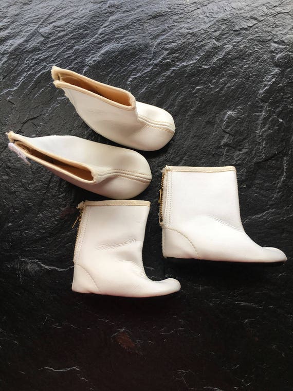white vinyl booties