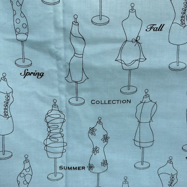 Sky Blue Dress Form Fabric // 135x44 » (3,4 yds) > Fabricland/Fabricville coton deadstock NOS > mannequins de salle de couture