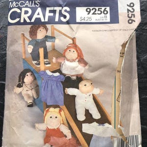 Vintage 1980s Doll Wardrobe, Clothes Pattern // McCall's 9256 > 16" - 18" soft sculptured dolls like Cabbage Patch Kids, Babies