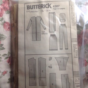 Vintage 1980s Dress, Skirt, Pants, Scarf & Hat Pattern // Butterick Essence 4387, Plus Sizes 18-20, XXL, unused
