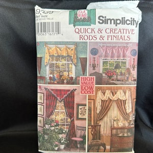Daisy Kingdom Home Window Treatments Pattern // Simplicity 9399 &gt; Unused &gt; pleated, scalloped, shaped valance, swag, scarf, drape panels
